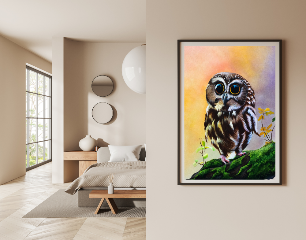  \"Whispers of the Forest – Original Acrylic Owl Painting\"