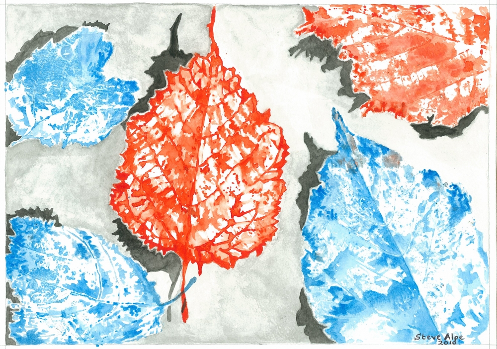 Red & Blue Fallen Leaves