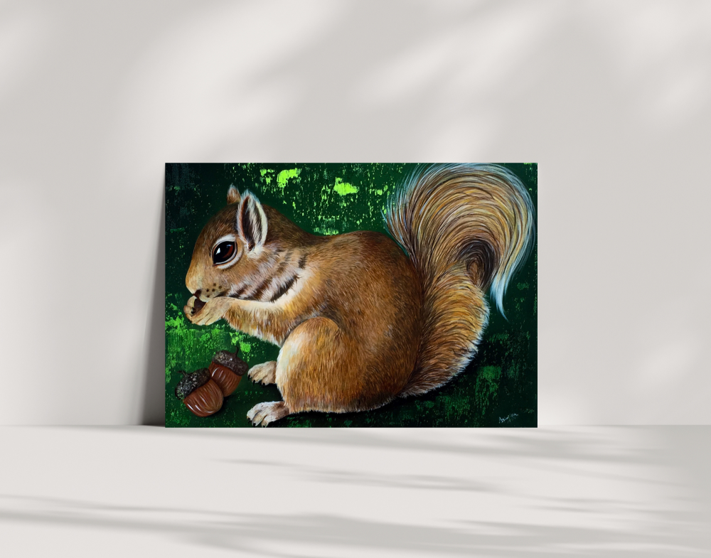 Nature’s Little Gatherer – Acrylic Squirrel Painting🐿️✨