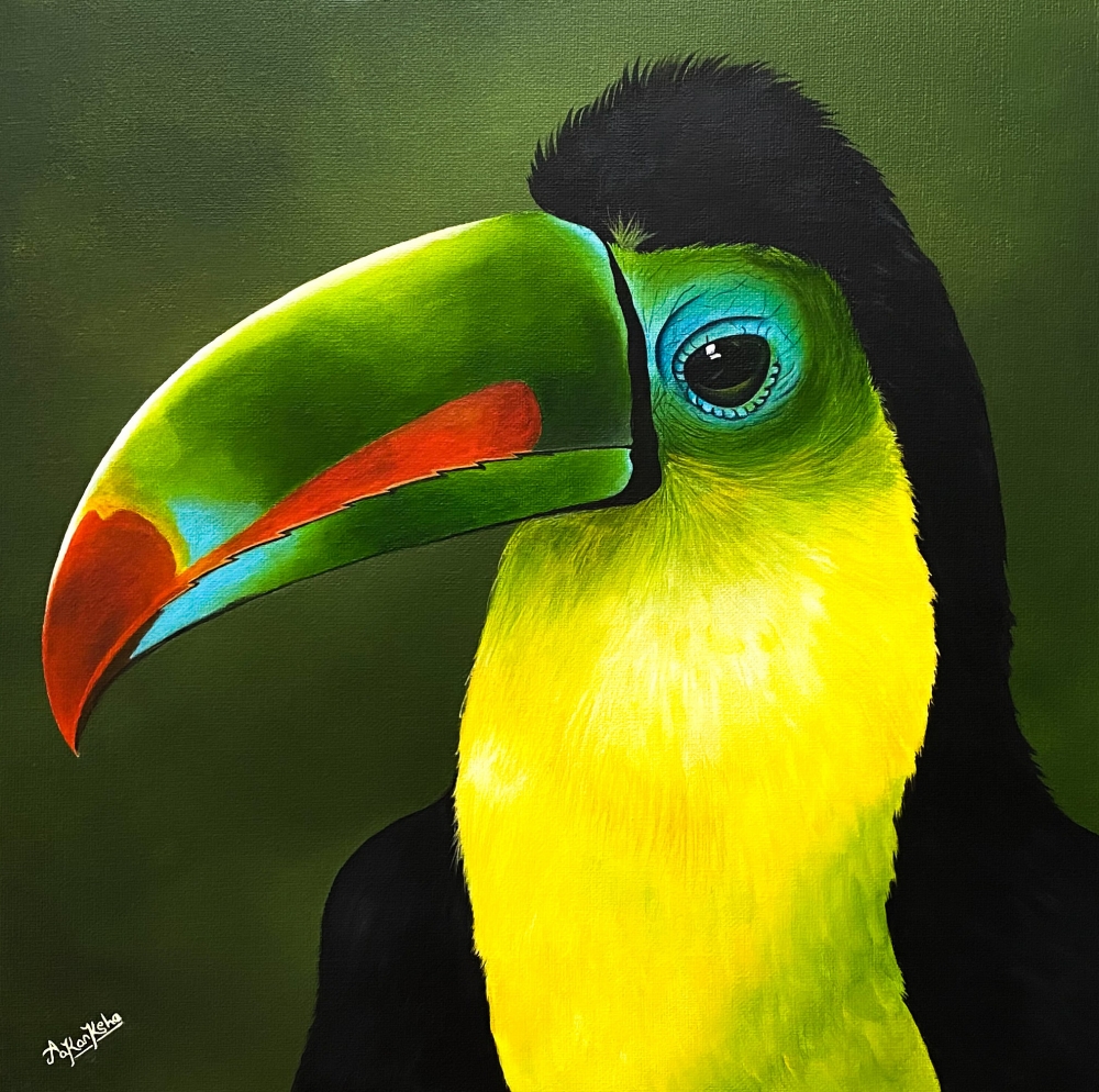 Emerald Gaze: The Toucan Portrait