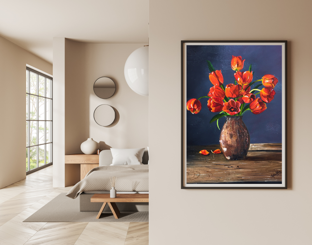 \"Timeless Bloom – Original Acrylic Tulip Painting\"