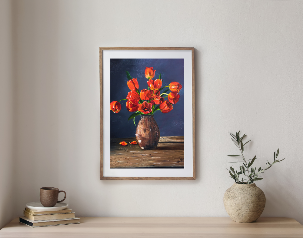 \"Timeless Bloom – Original Acrylic Tulip Painting\"