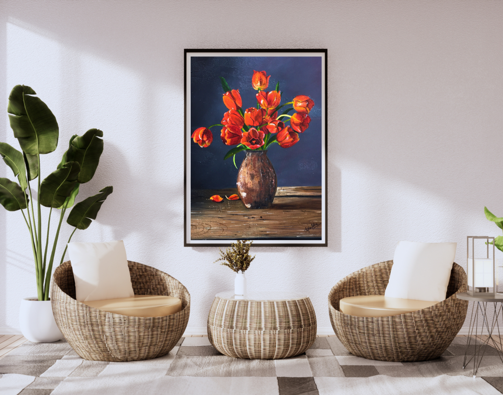 \"Timeless Bloom – Original Acrylic Tulip Painting\"