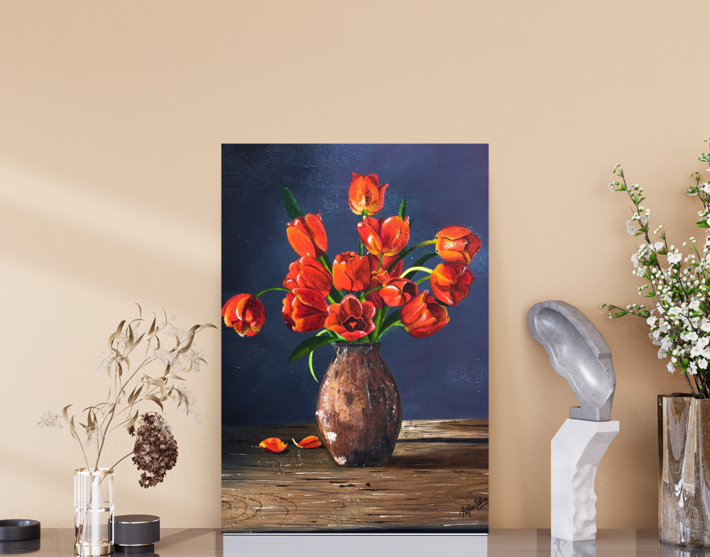 \"Timeless Bloom – Original Acrylic Tulip Painting\"