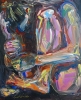 Abstract colourful nude in a box 095