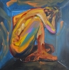 Colourful figurative nude in a box 964