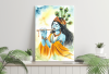 \"Divine Melody – A Watercolour Painting of Lord Krishna\"