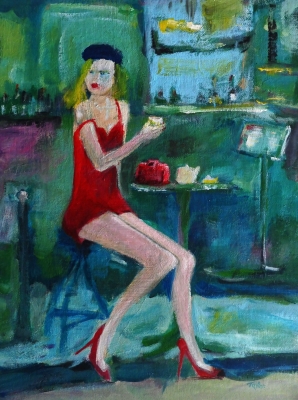 FEMALE, Restaurant, Red Dress, 