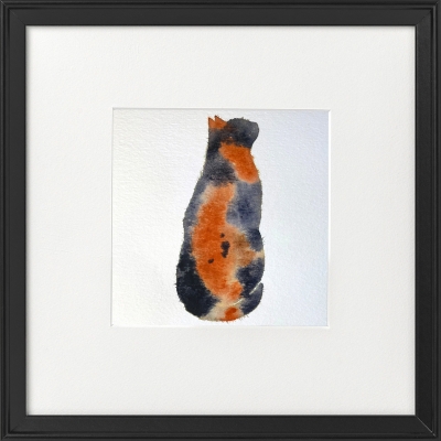 Tortoiseshell cat looking up 