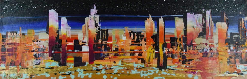 Colourful city night skyline 4004