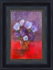 Vase of purple pansies