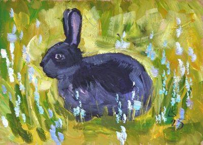 Bunny sitting in the grass