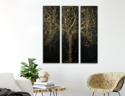 Large Black & Gold Wall sculpture - tree