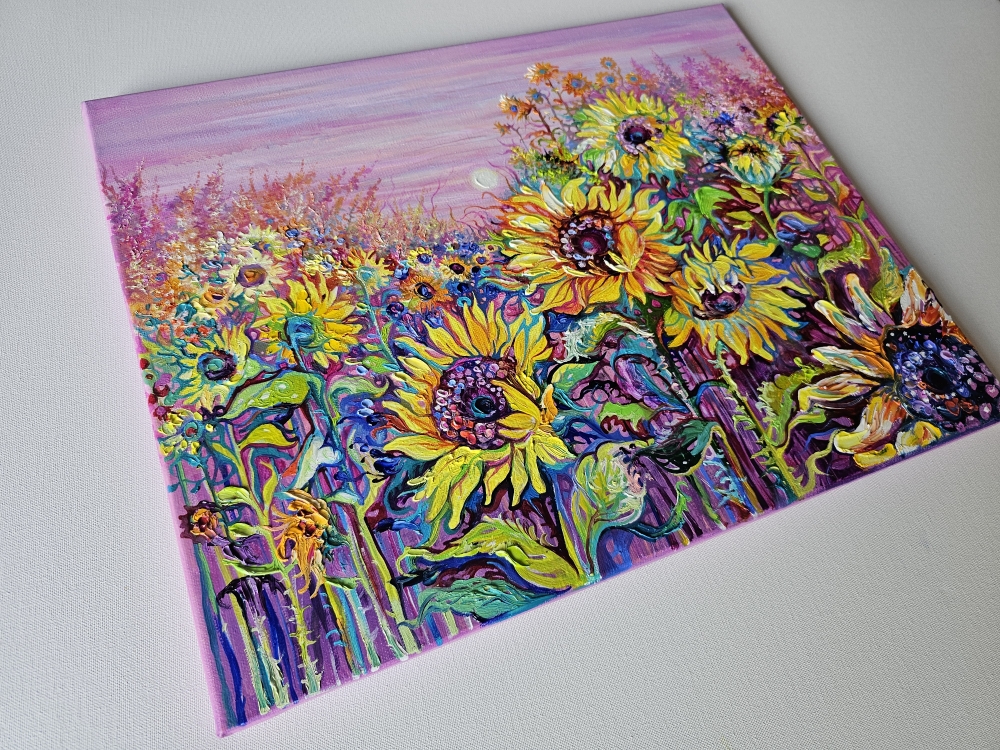 Sunflower Field in the Sunset Light
