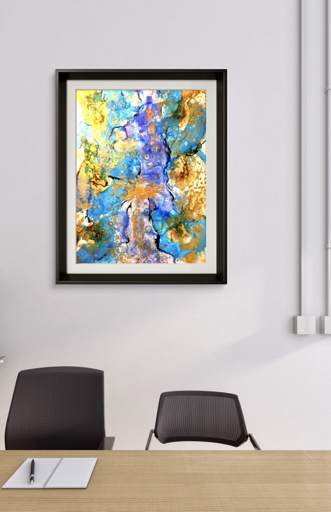 Abstract Alcohol Ink Painting on Yupo Paper