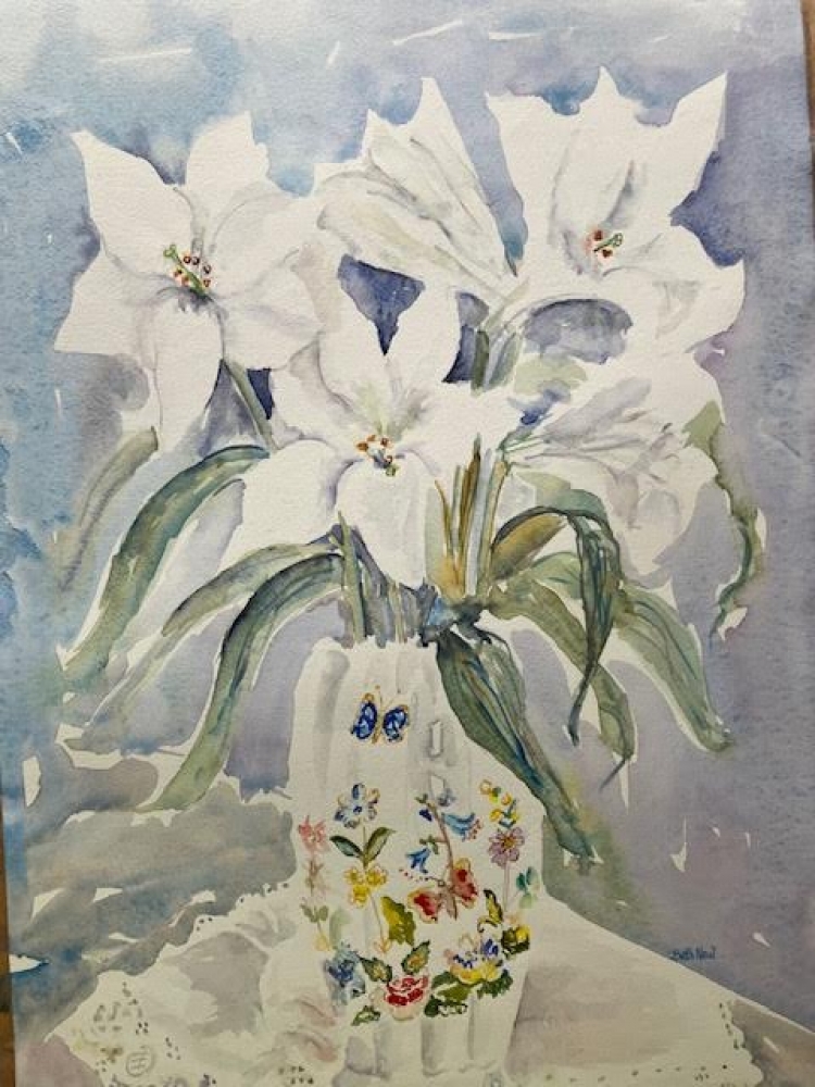 Still life  Lilies in Patterned vase