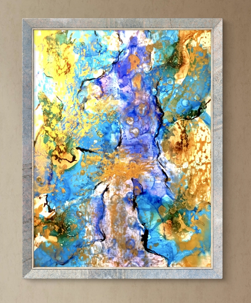 Abstract Alcohol Ink Painting on Yupo Paper