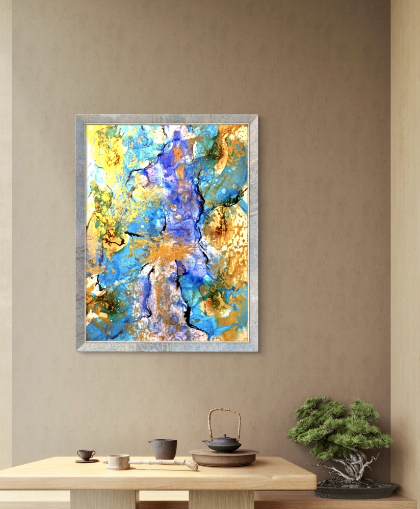Abstract Alcohol Ink Painting on Yupo Paper