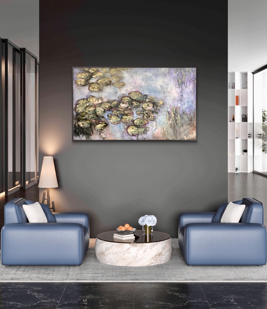 Whispers of Waterlilies – Original Impressionist Oil Painting on Unstretched Canvas
