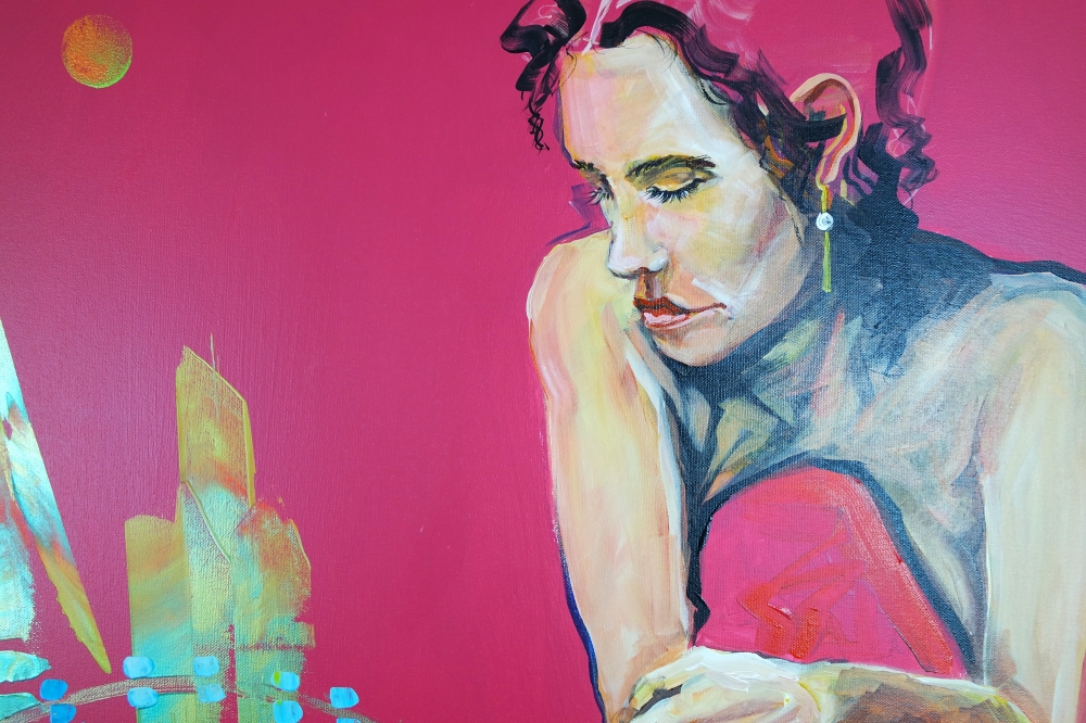 City of London Abstract Pink Night Figure 5058
