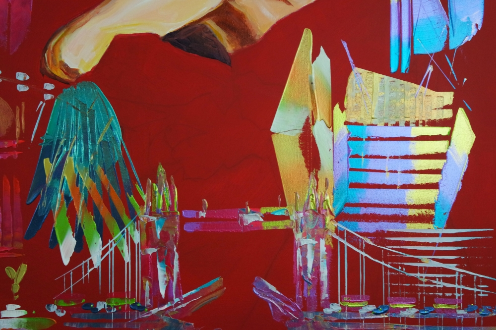 City of London Abstract Red Night Figure 5051