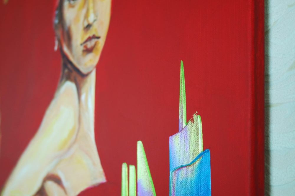 City of London Abstract Red Night Figure 5051