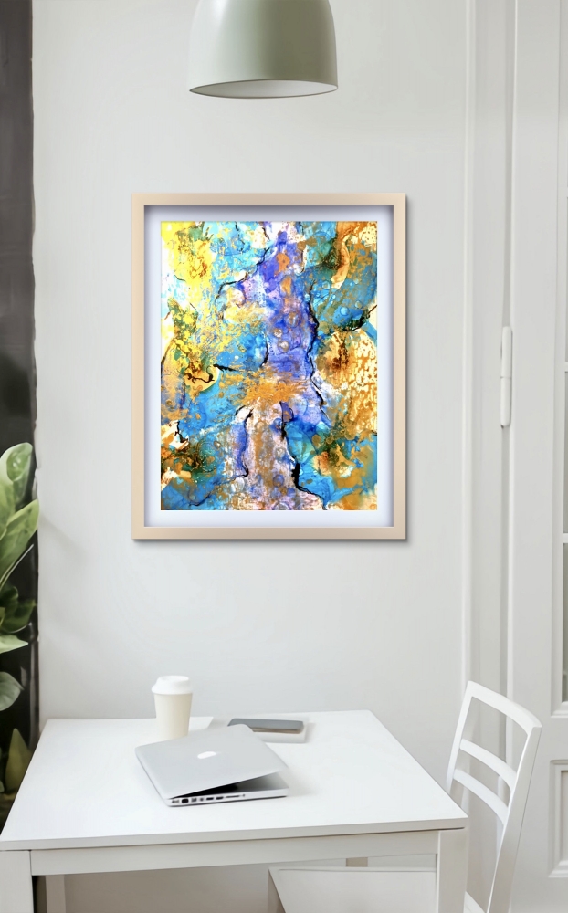 Abstract Alcohol Ink Painting on Yupo Paper