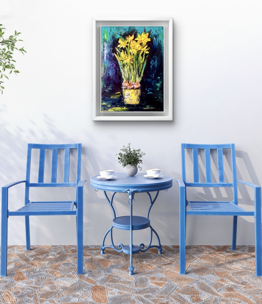 Daffodils Original Oil Painting on Canvas Board