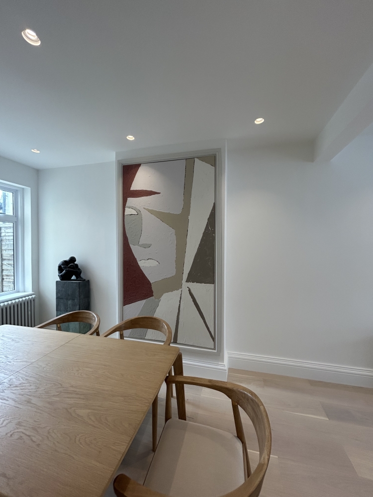 Extra large abstract face on canvas. Framed. 