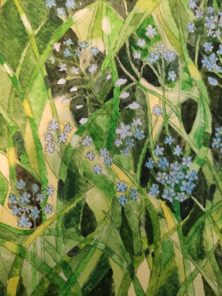 Forget-me-nots watercolour painting 