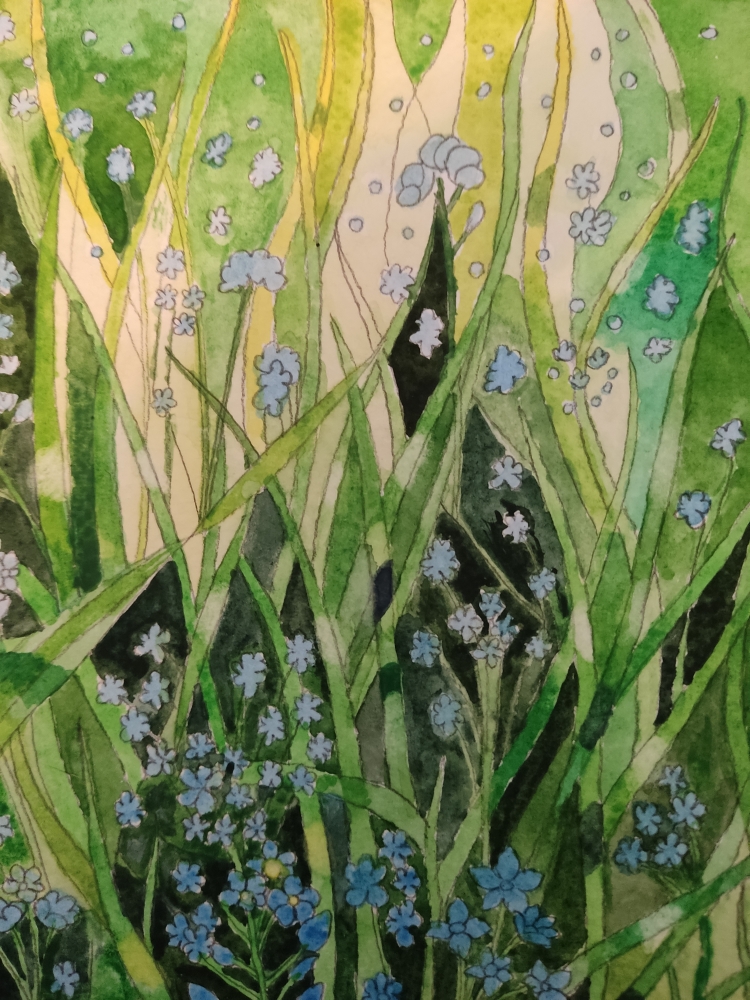Forget-me-nots watercolour painting 