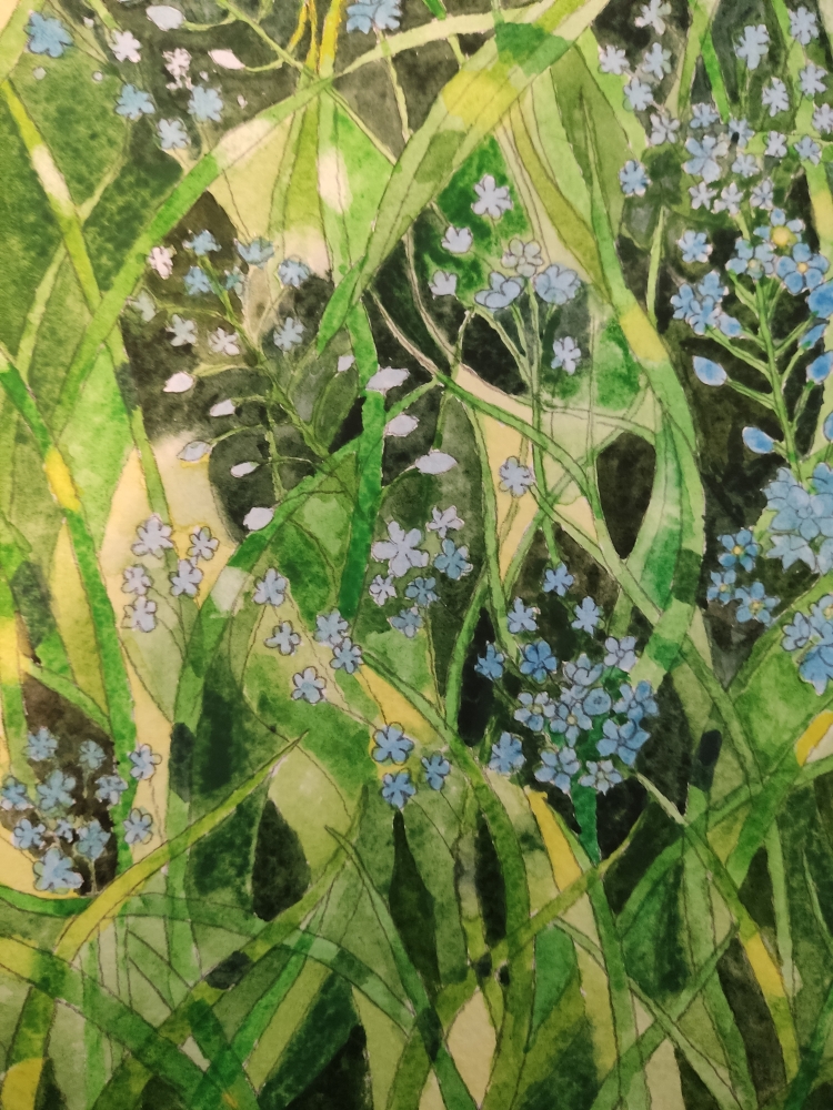 Forget-me-nots watercolour painting 