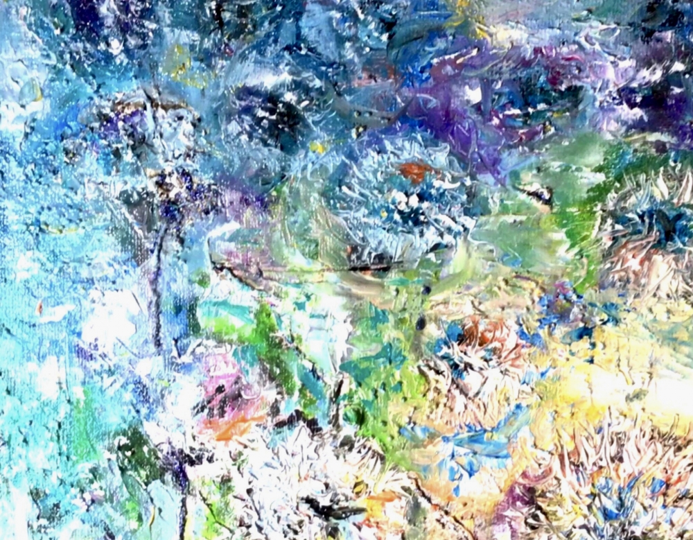 Original Dandelions Abstract Oil Painting - Textured Mixed Media Background, Handmade Wall Art, 30x40 cm (11.8x15.7 inches), Not Framed