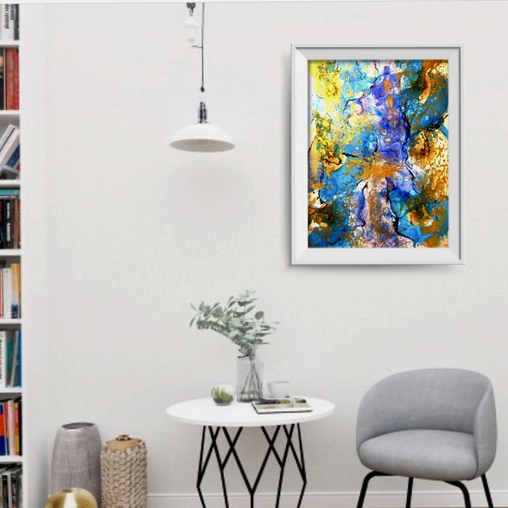 Abstract Alcohol Ink Painting on Yupo Paper