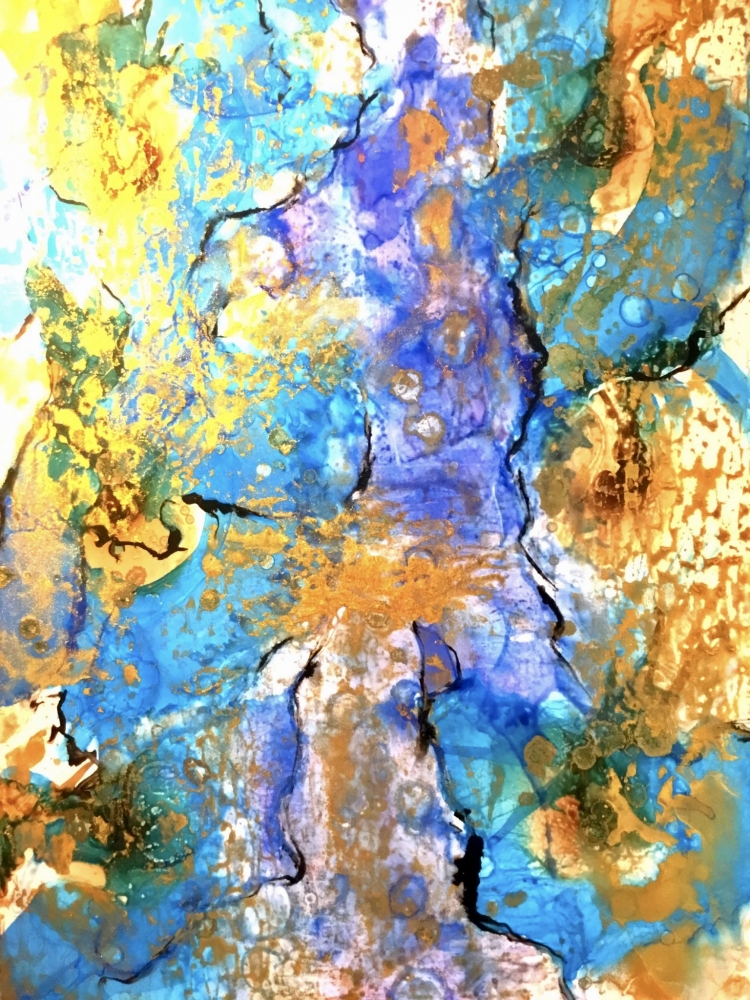 Abstract Alcohol Ink Painting on Yupo Paper