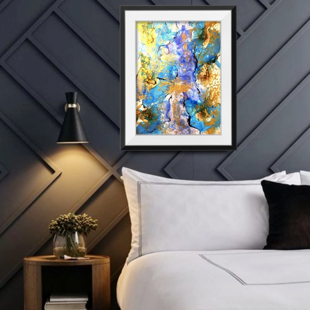 Abstract Alcohol Ink Painting on Yupo Paper