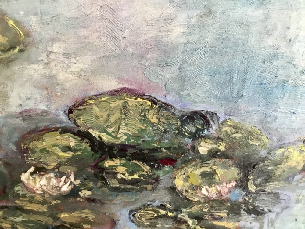 Whispers of Waterlilies – Original Impressionist Oil Painting on Unstretched Canvas