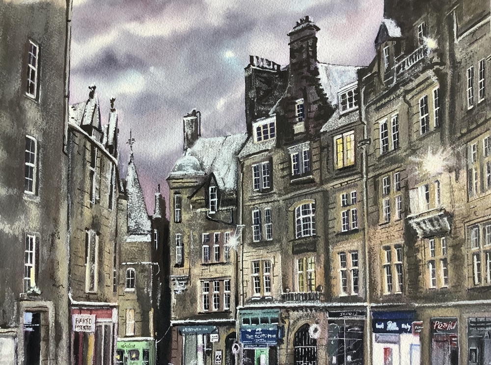 Cockburn street in winter, Edinburgh