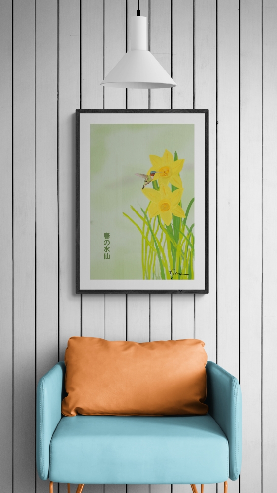 Daffodil Kanji Hummingbird