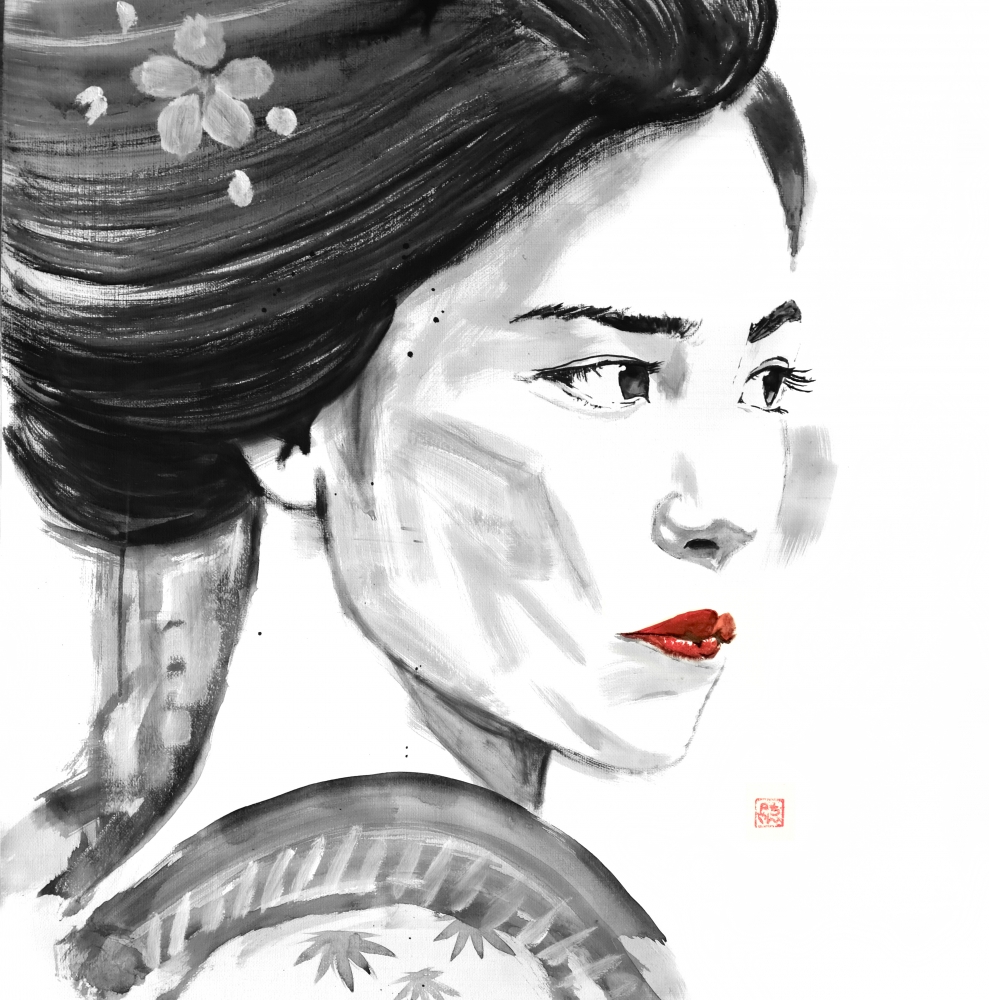 close up geisha face