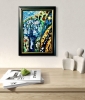 Snowdrops Fantasy Abstract Painting on Glass | Mixed Media Art with Natural Stones | Unique Gift 