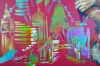 City of London Abstract Pink Night Figure 5058