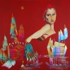 City of London Abstract Red Night Figure 5051