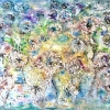 Original Dandelions Abstract Oil Painting - Textured Mixed Media Background, Handmade Wall Art, 30x40 cm (11.8x15.7 inches), Not Framed