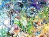Original Dandelions Abstract Oil Painting - Textured Mixed Media Background, Handmade Wall Art, 30x40 cm (11.8x15.7 inches), Not Framed