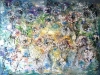 Original Dandelions Abstract Oil Painting - Textured Mixed Media Background, Handmade Wall Art, 30x40 cm (11.8x15.7 inches), Not Framed