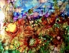 Fantasy Flower Garden, Colorful Abstract Alcohol Ink Mixed Media Art