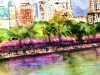 Original New York Watercolour Painting – Abstract Cityscape Art – Handmade NYC Skyline Wall Art (30×40 cm / 11.8×15.7 in)