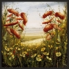 Orange Flowers Olive Green Landscape