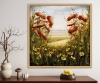 Orange Flowers Olive Green Landscape